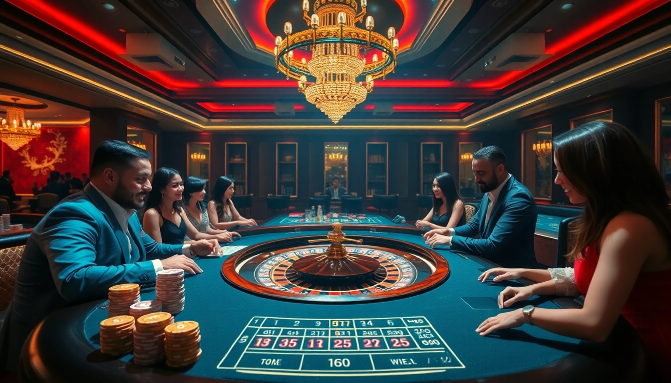 Experience the excitement of รูเล็ต Evolution Gaming สำหรับคนไทย with an elegant roulette game scene.