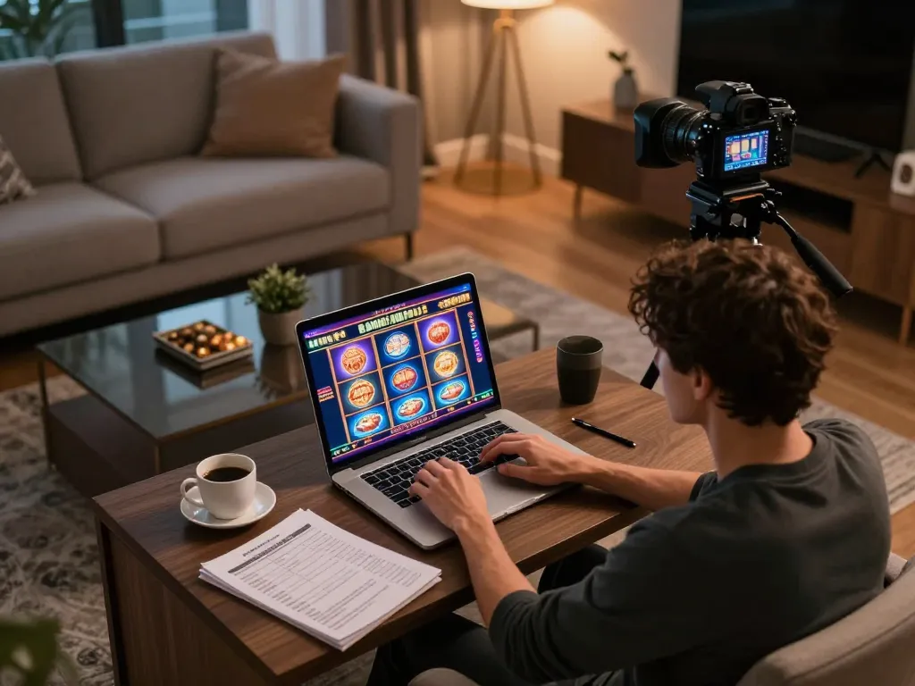 Player engaging with king33 online slots in a cozy home environment.