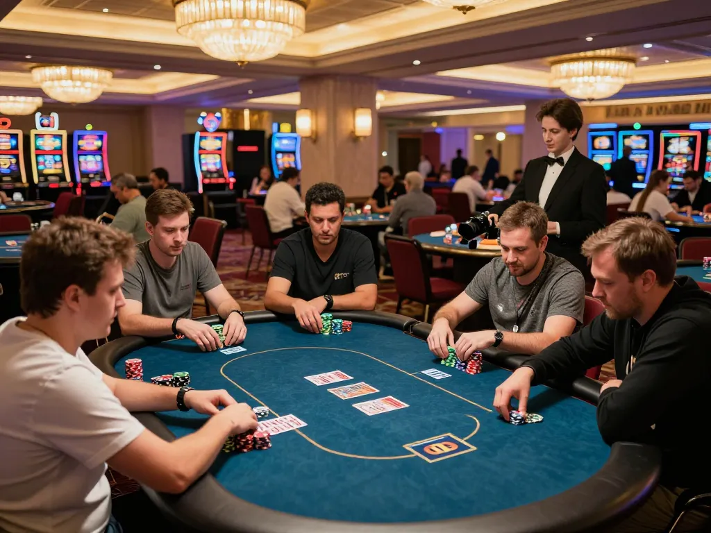 Players strategizing in an exciting tg88 poker game at a stylish casino
