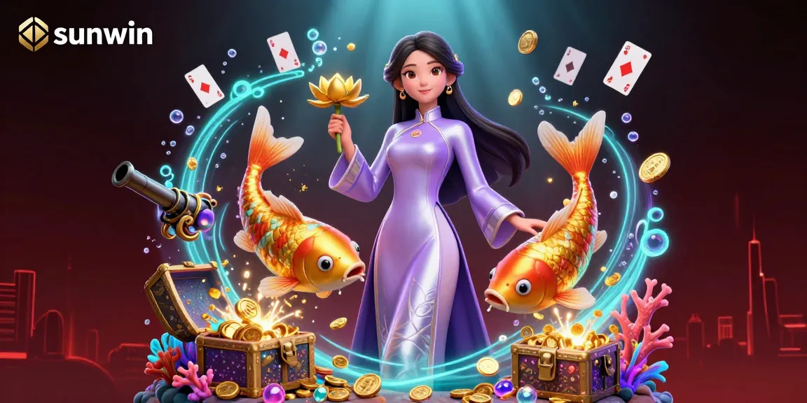 Experience sunwin's vibrant underwater casino with stunning koi fish and atmospheric elements.