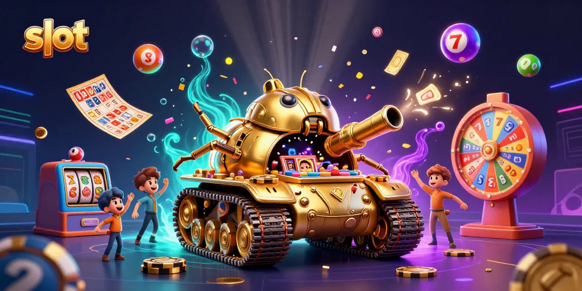 Spin the slot reels in a vibrant 3D scene filled with casino action and excitement.