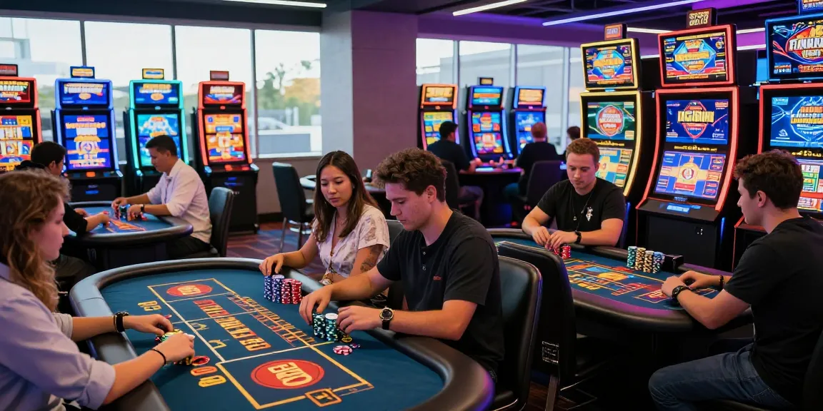Players enjoying new online casinos in the UK at vibrant gaming tables, showcasing excitement and modern features.