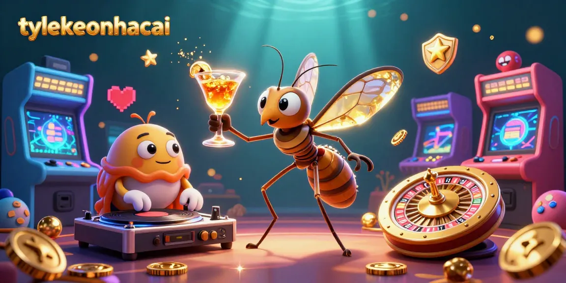Engage with the lively tylekeonhacai casino scene featuring a frozen mosquito mascot and dynamic game elements.
