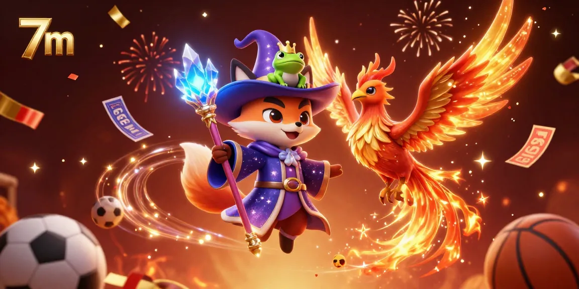 Experience thrilling sports betting action with 7m’s enchanting wizard and phoenix illustration, showcasing vibrant game elements.
