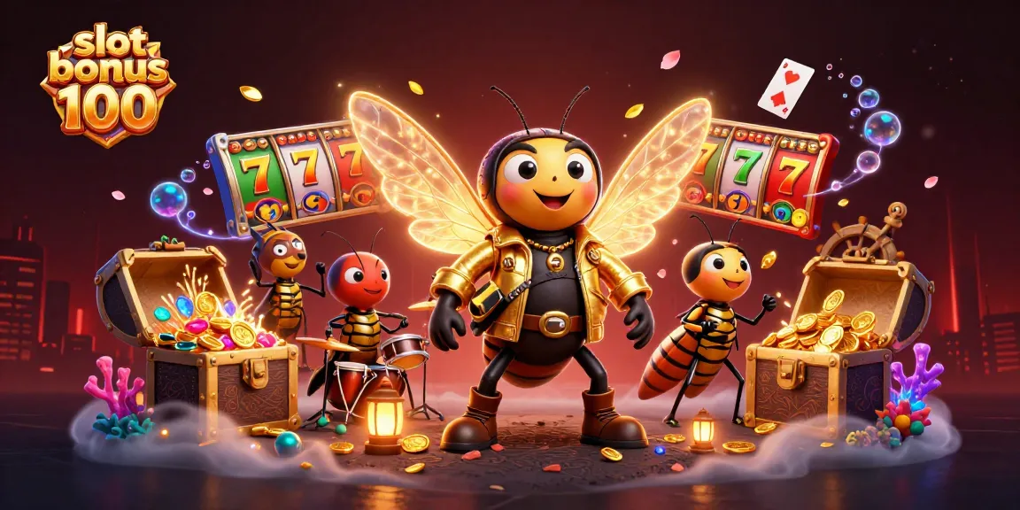 Experience excitement with slot bonus 100 in this vibrant and dynamic casino scene.